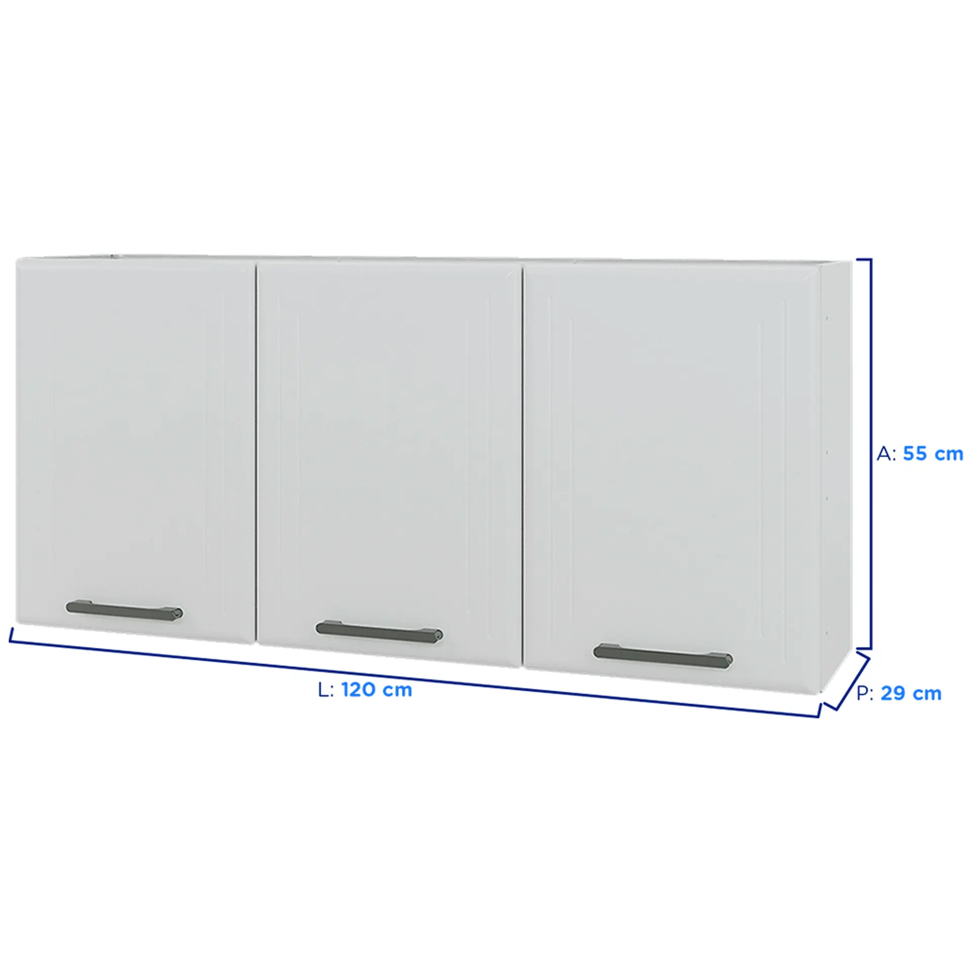 Armário Aéreo 120cm 3 Portas Aço Liz Telasul - Branco
