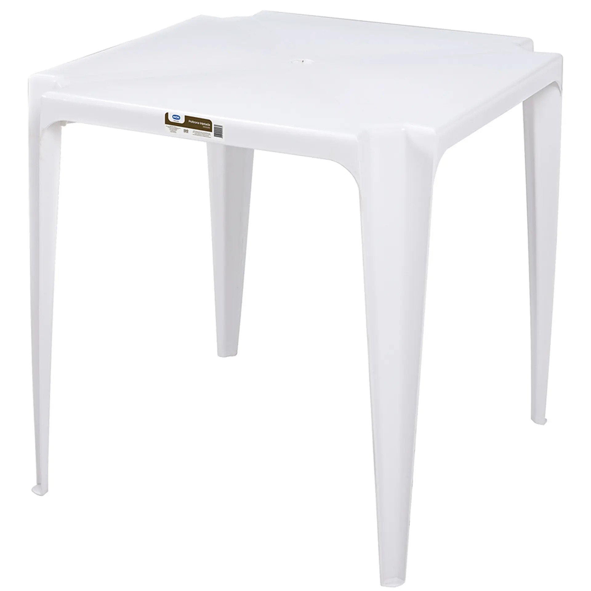 Mesa Quadrada de Plástico Mor Suporta até 30kg - Branco