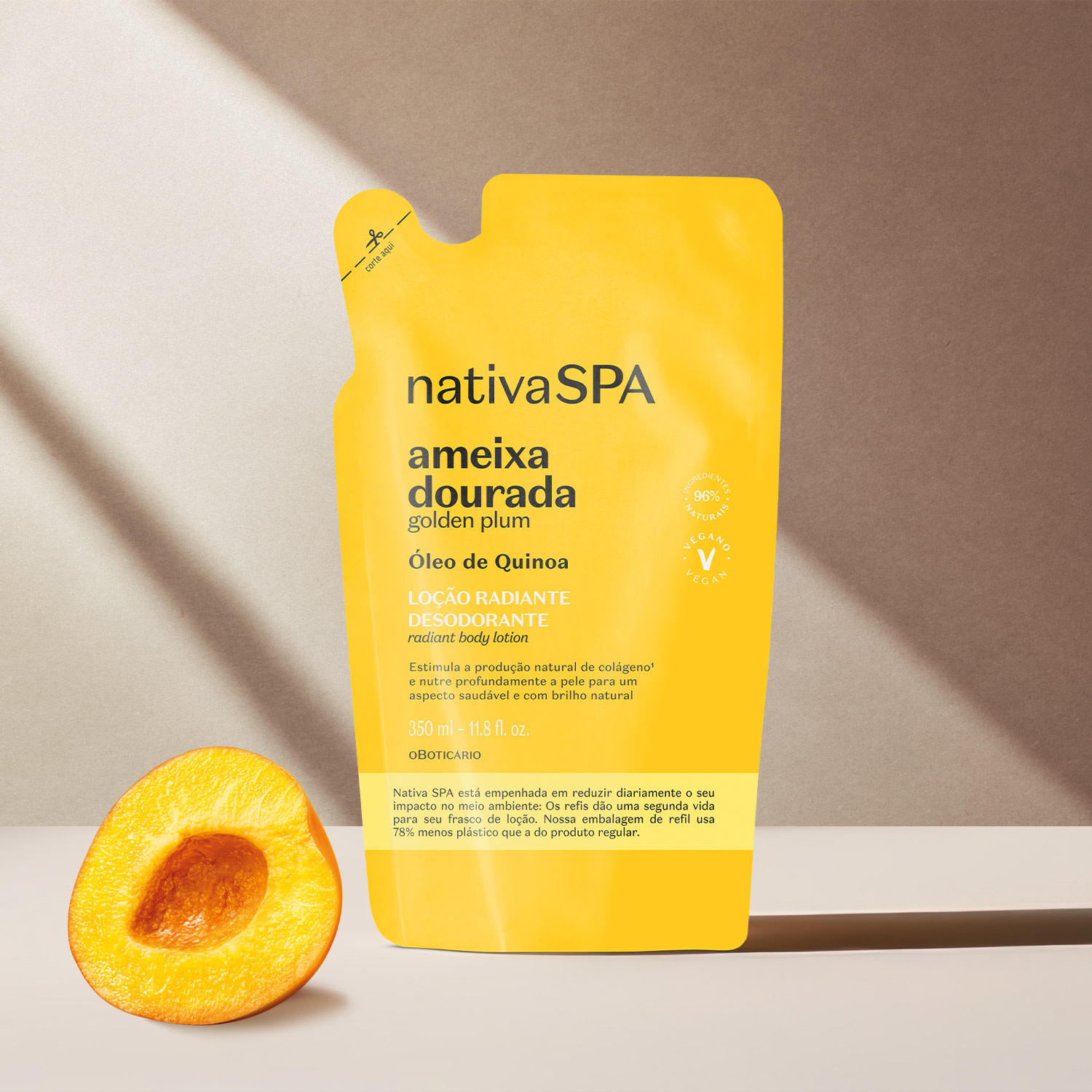 Refil Loção Radiante Desodorante Corporal Nativa Spa Ameixa Dourada 350ml