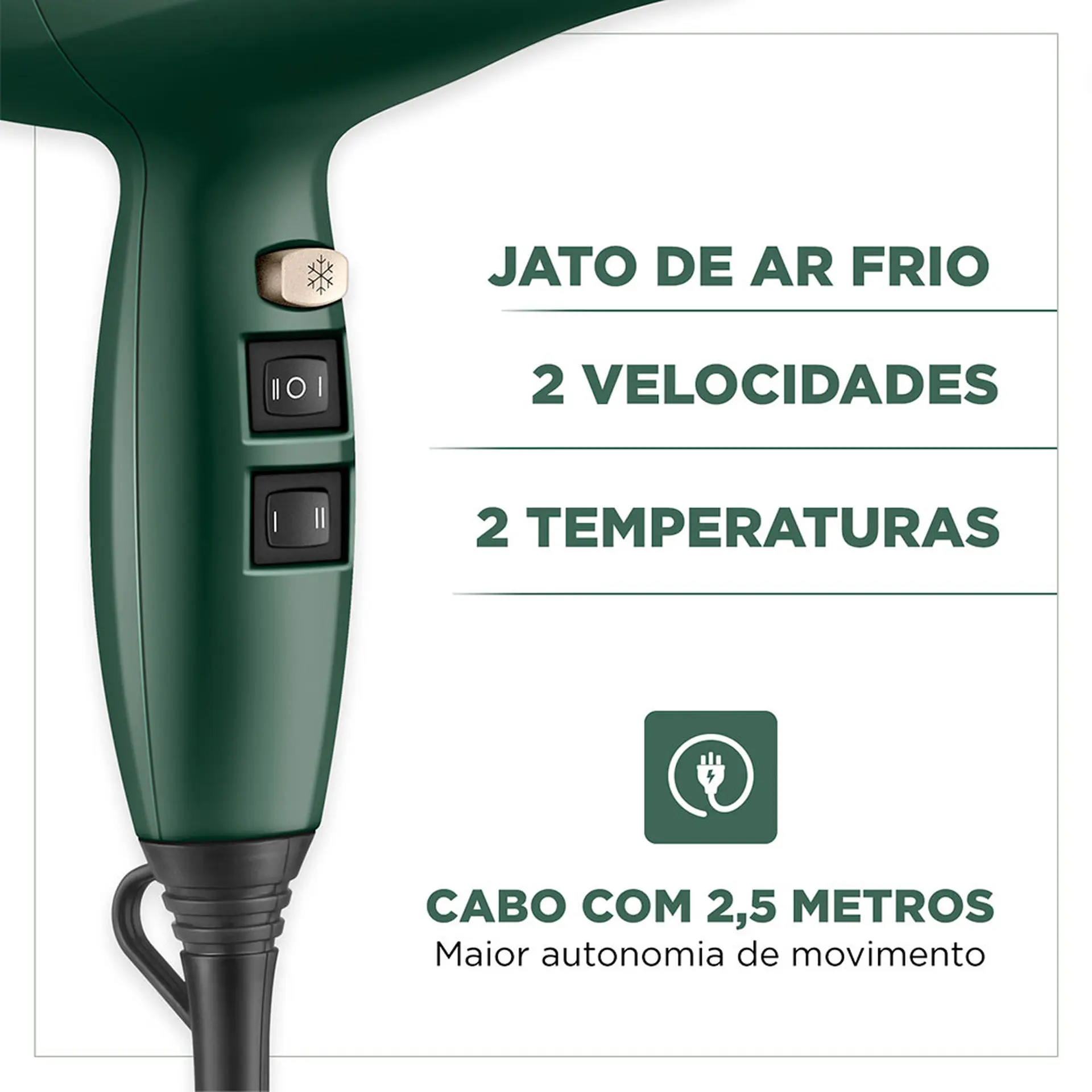 Secador de Cabelo Mondial Quatro Elementos By Juliette 2000W SCP-JU-02 - Verde - 220 Volts