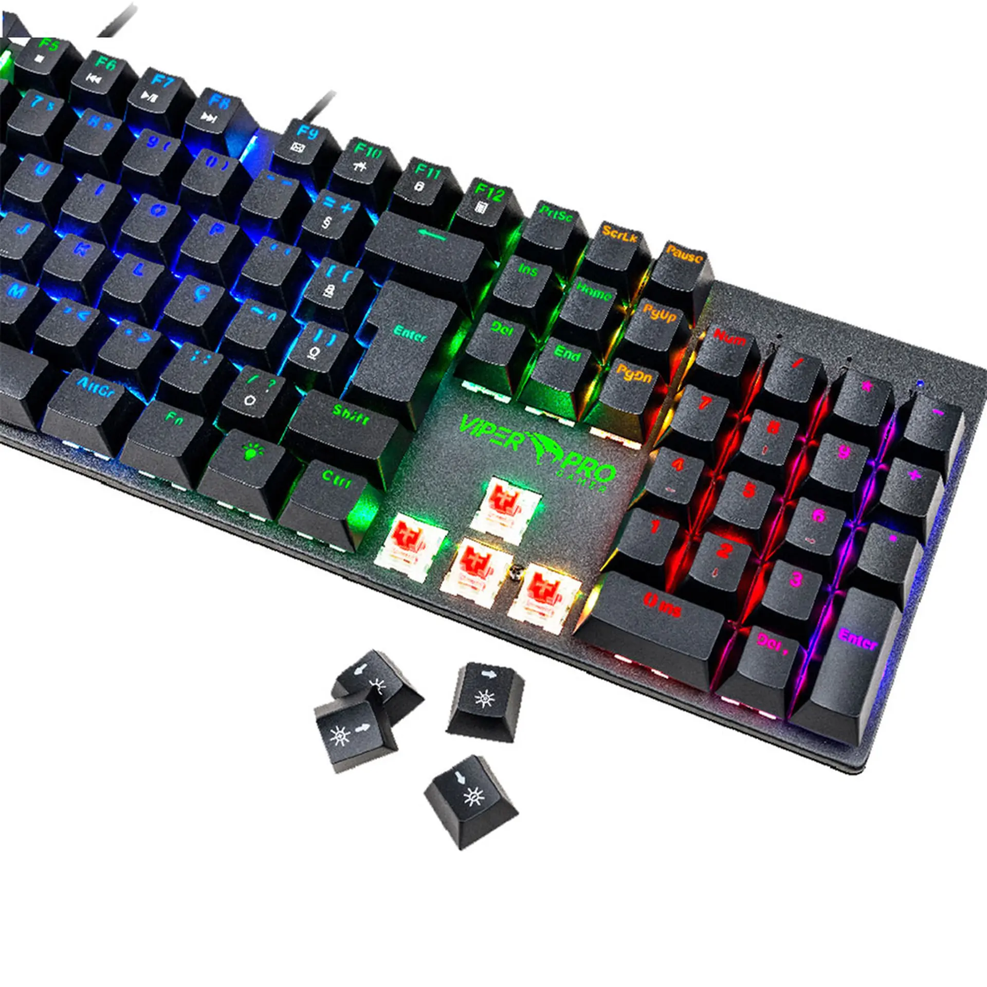 Teclado Gamer Viper Pro Mamba Mecânico Red Switch Com RGB ABNT2 - Preto/Vermelho - Bivolt