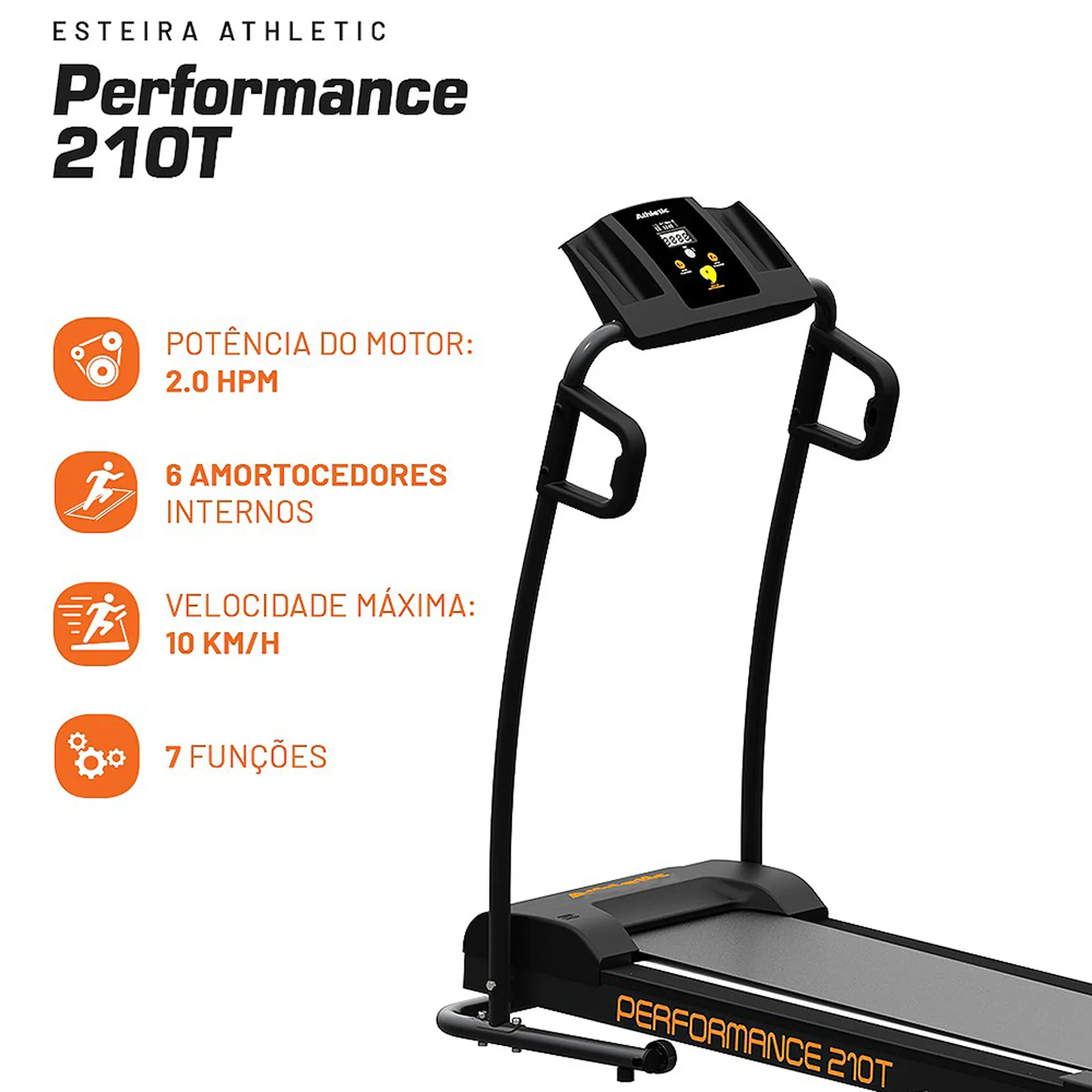 Esteira Ergométrica Athletic Performance 210T 100Kg Motor 2,0 Hp - Chumbo - Bivolt