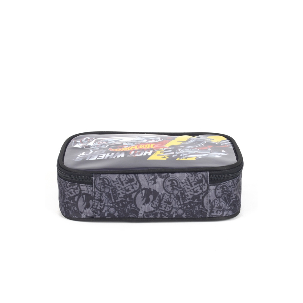 Estojo Box Escolar Luxcel Hot Wheels Preto Pratico e Espaçoso