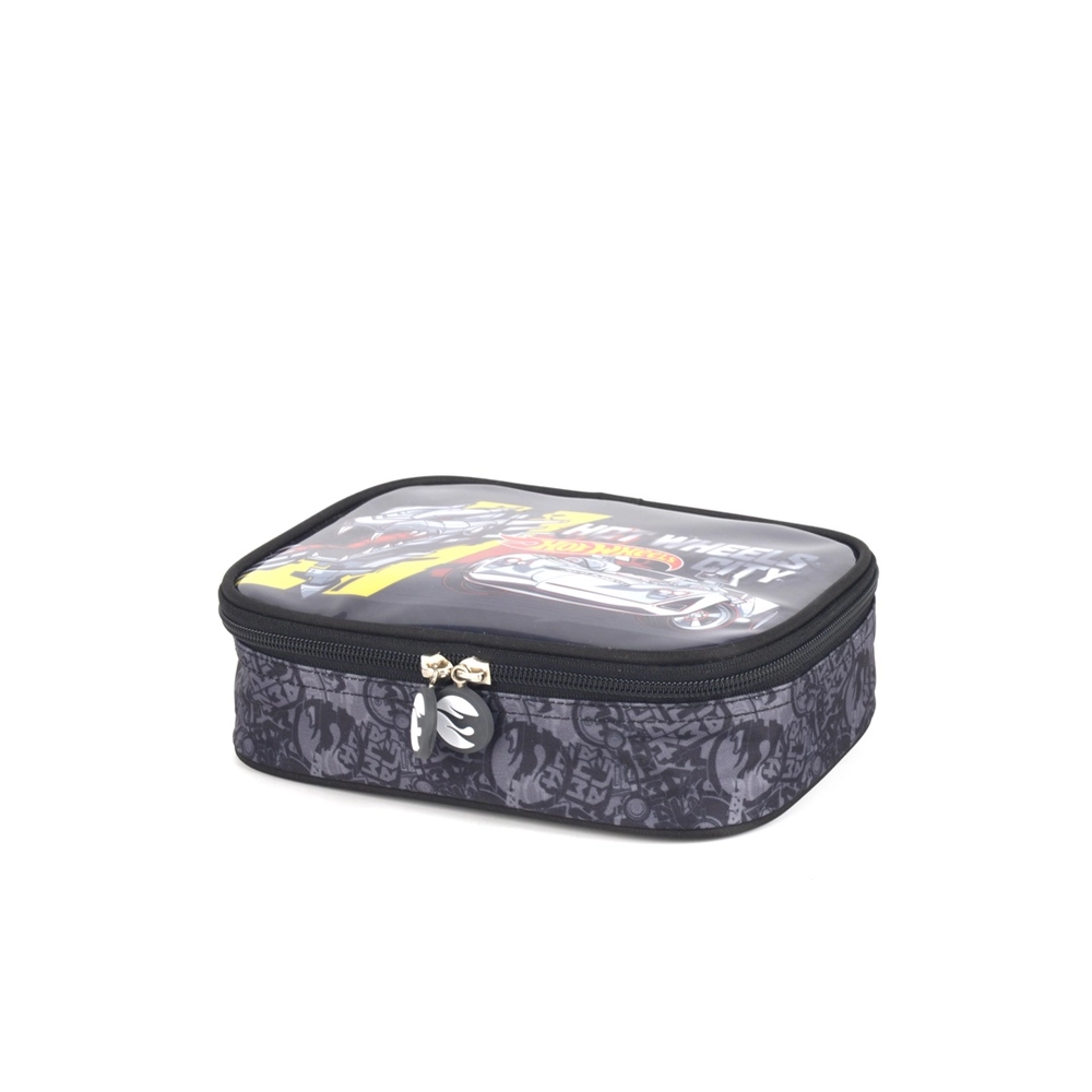 Estojo Box Escolar Luxcel Hot Wheels Preto Pratico e Espaçoso
