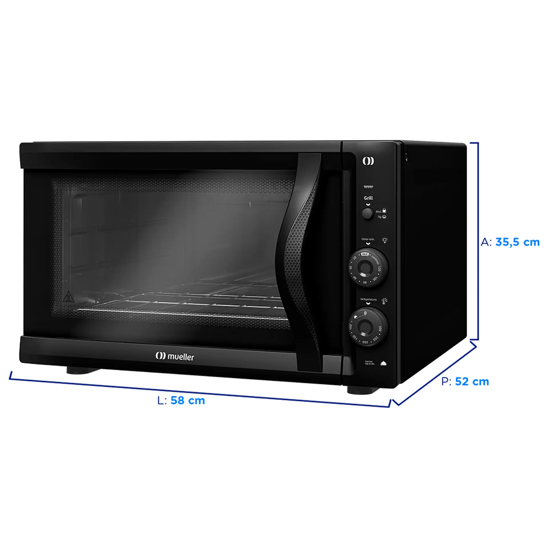 Forno Elétrico de Bancada Mueller 50L Gril MFB50F - Preto - 110 Volts