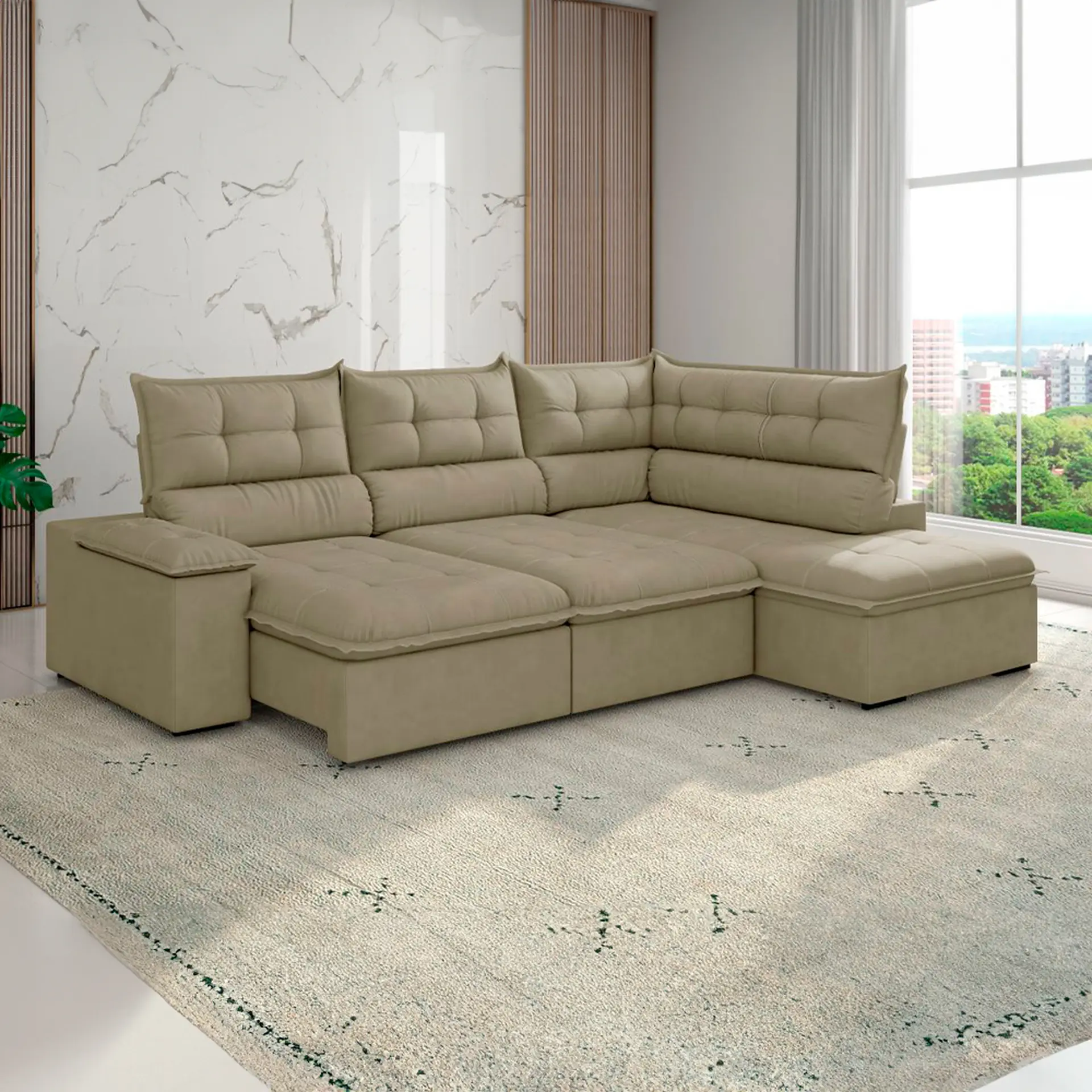 Sofá de Canto Retrátil Fofão Premium Besthouse - Soft Cappucino