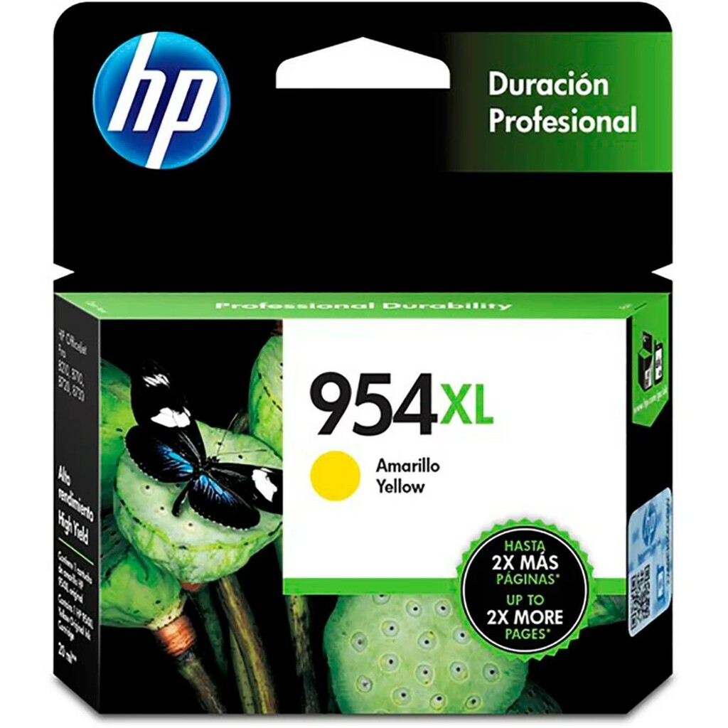 Cartucho de Tinta HP 954XL Amarelo Original - L0S68AB - 1.600 páginas para 7740, 7720, 8710, 8720, 8730, 8210