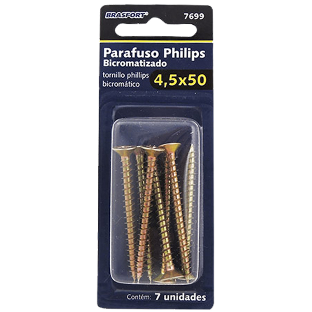 Parafuso Philips 4,5 x 50 Brasfort 7699 - Blister com 7 Parafusos