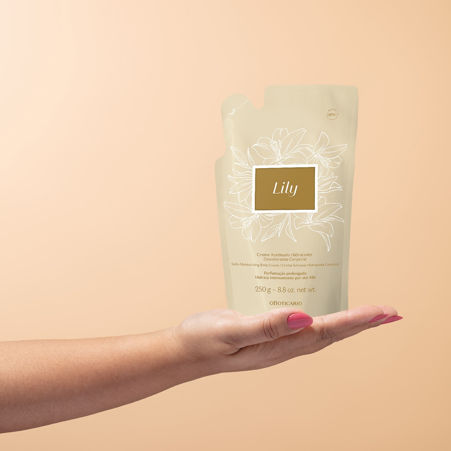 Refil Creme Acetinado Hidratante Desodorante Corporal Lily 250g