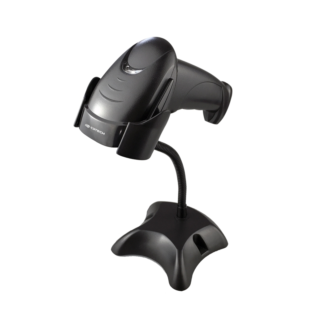 Leitor de Código de Barras Laser de Mão com Pedestal C3Tech LB-50BK USB - lê Nota Fiscal Eletrônica Boleto Bancário