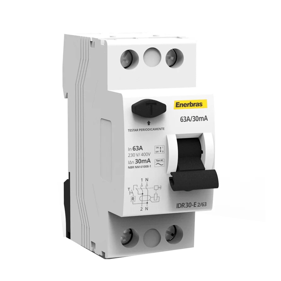Interruptor Diferencial DR Bipolar 63A 30mA Enerbras IDR30E263