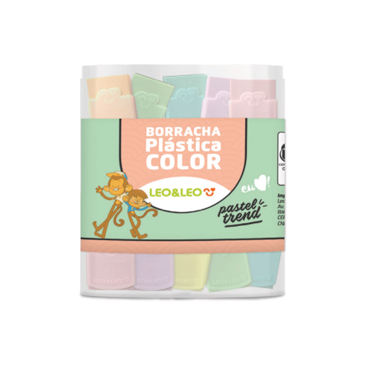 Borracha Leo&Leo Plástica com Capa Color Tons Pastel Trend Unidade Sortido