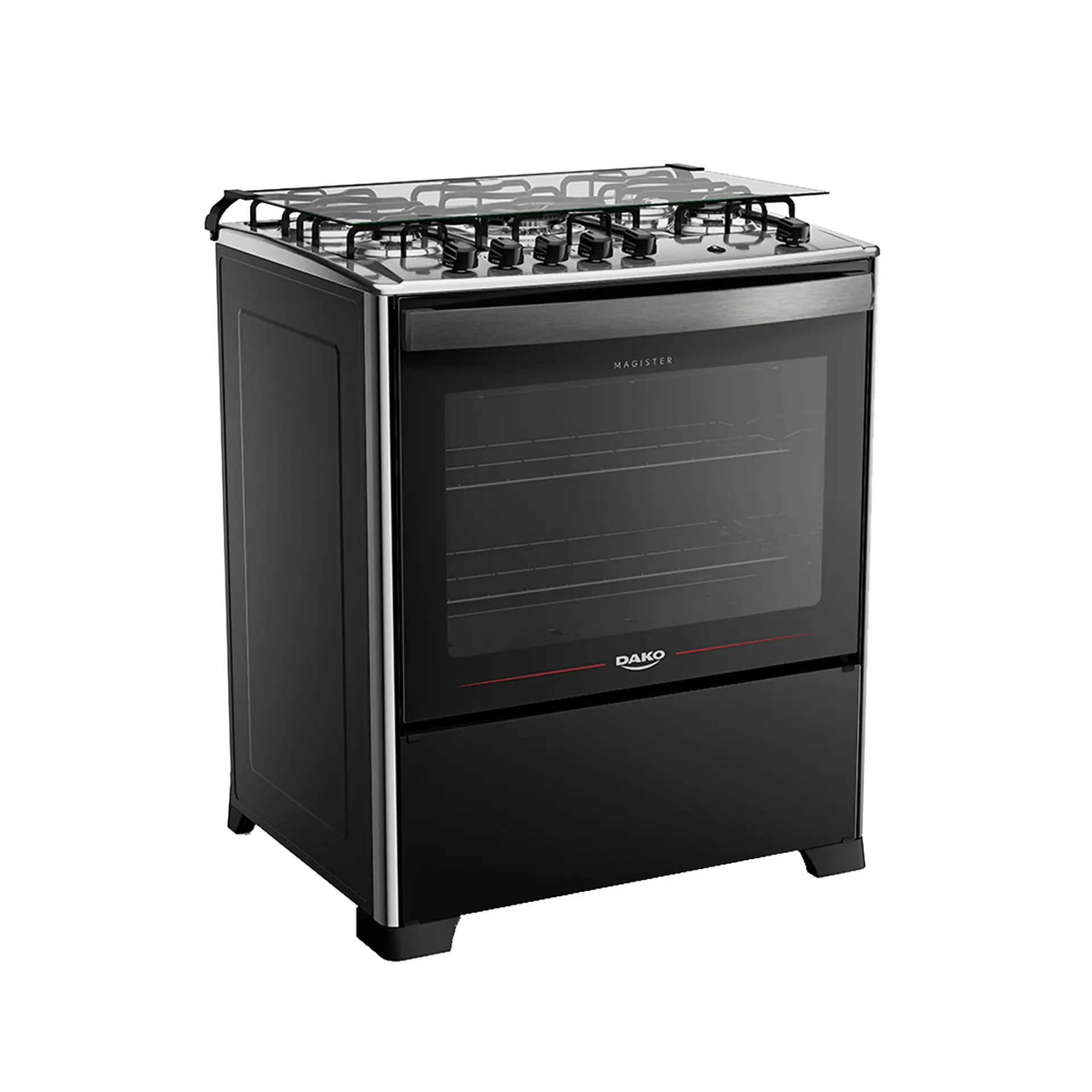 Fogão Dako Magister 5 Bocas Automático Mesa de Inox Tripla Chama Forno 100L - Preto - Bivolt