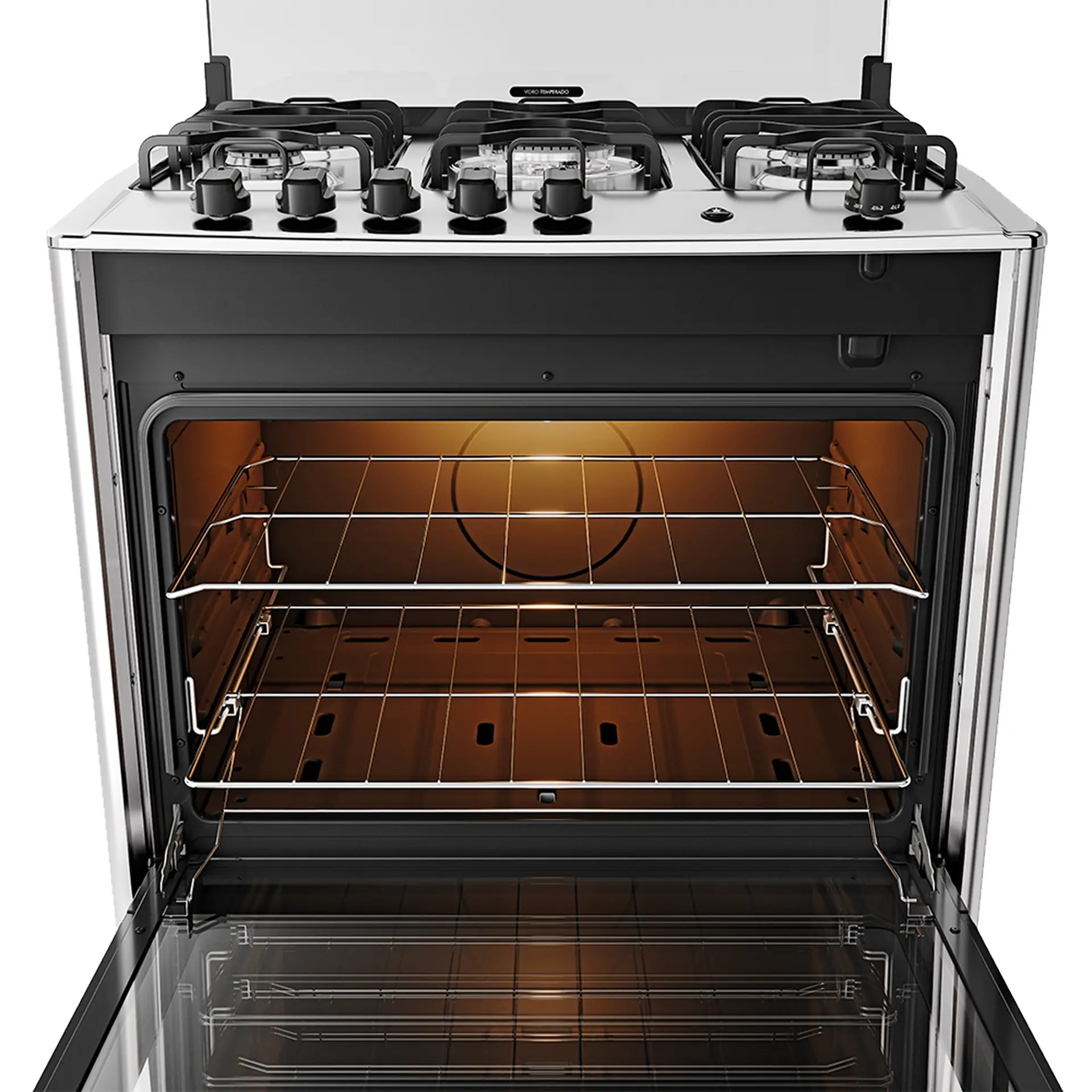 Fogão Dako Magister 5 Bocas Automático Mesa de Inox Tripla Chama Forno 100L - Preto - Bivolt