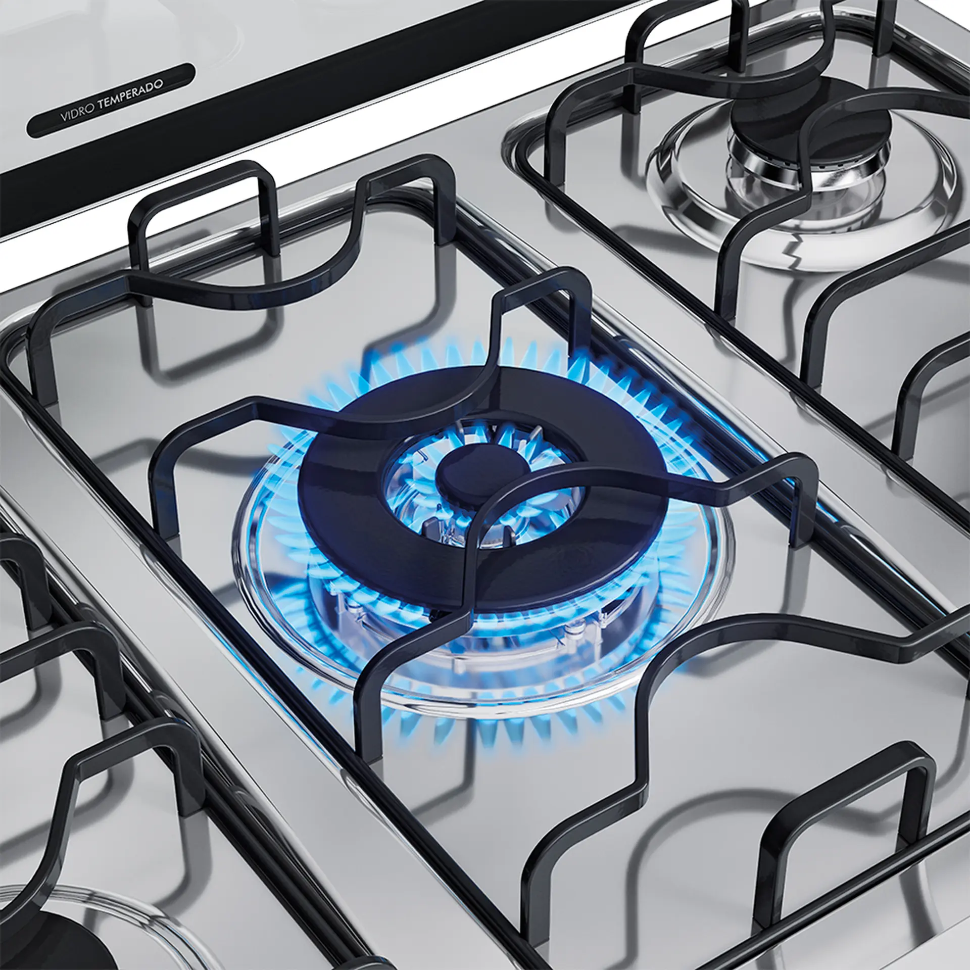 Fogão Dako Magister 5 Bocas Automático Mesa de Inox Tripla Chama Forno 100L - Preto - Bivolt