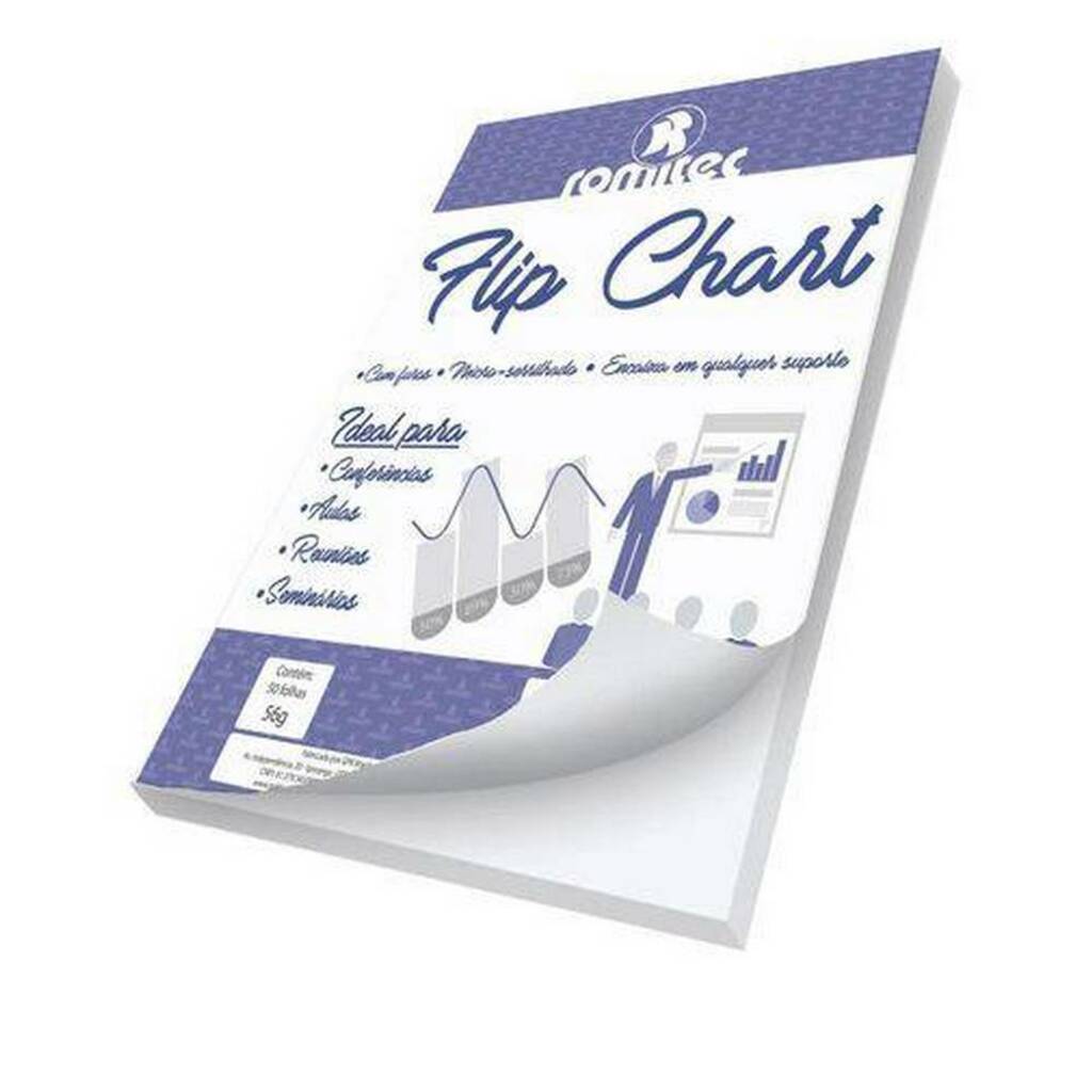 Papel Refil Flip Chart 56G 50 Fls 640x832mm Branco para Cavalete - Romitec - 4457R