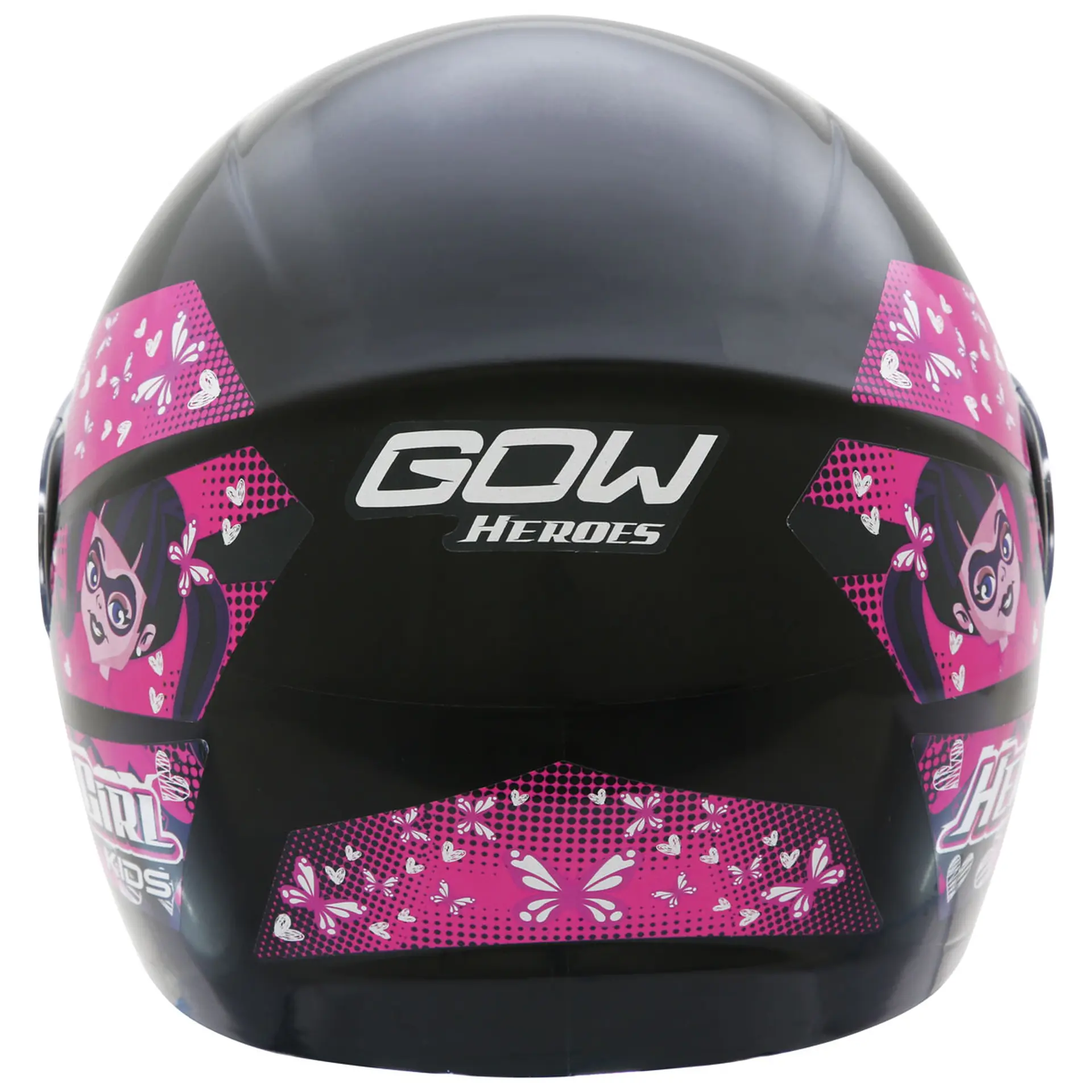 Capacete de Moto Infantil Fechado 54 Gow Hero Girl com Engate Micrométrico - Preto/Rosa