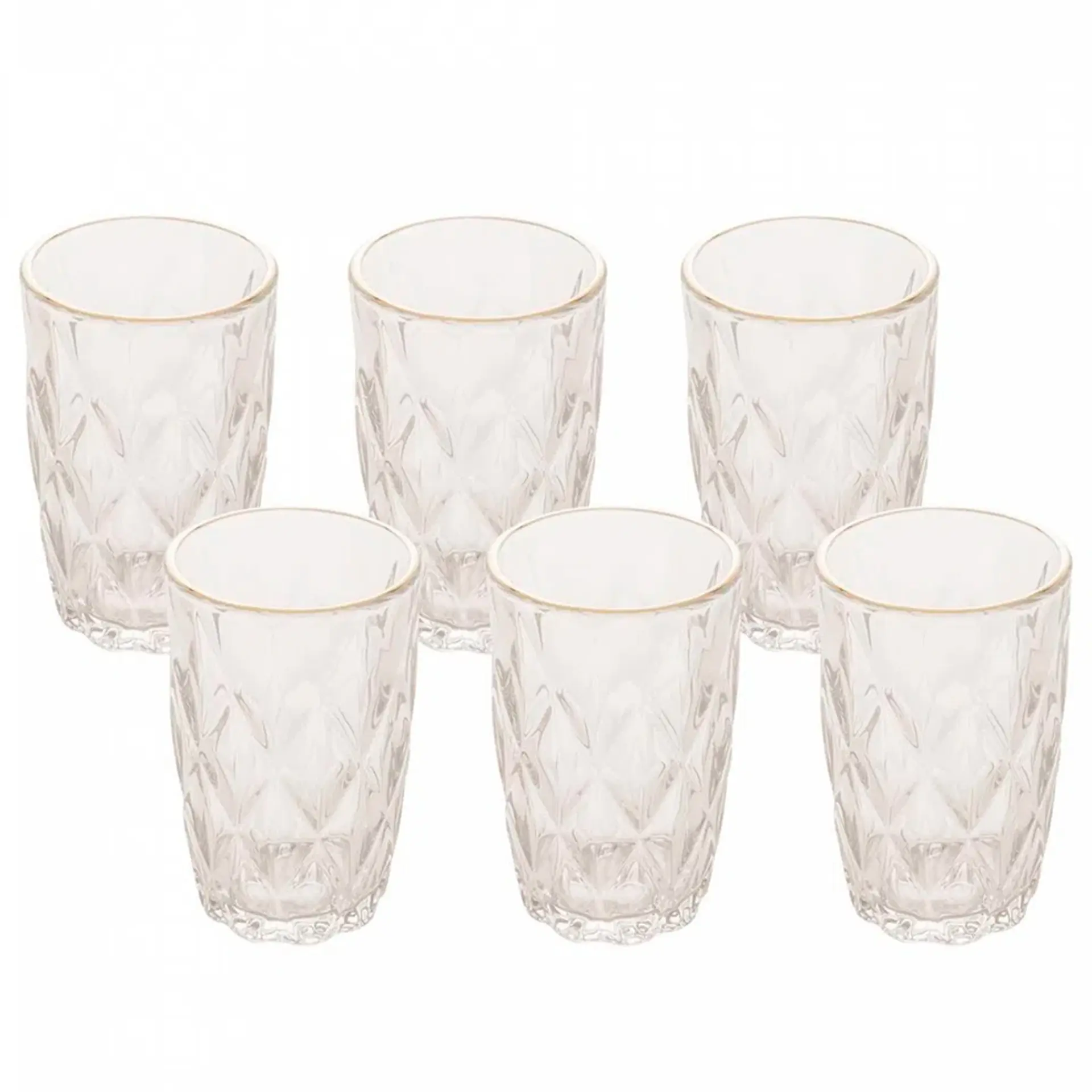 Conjunto de Copos de Vidro com Fio Dourado 350mL 6 Peças Diamond Lyor