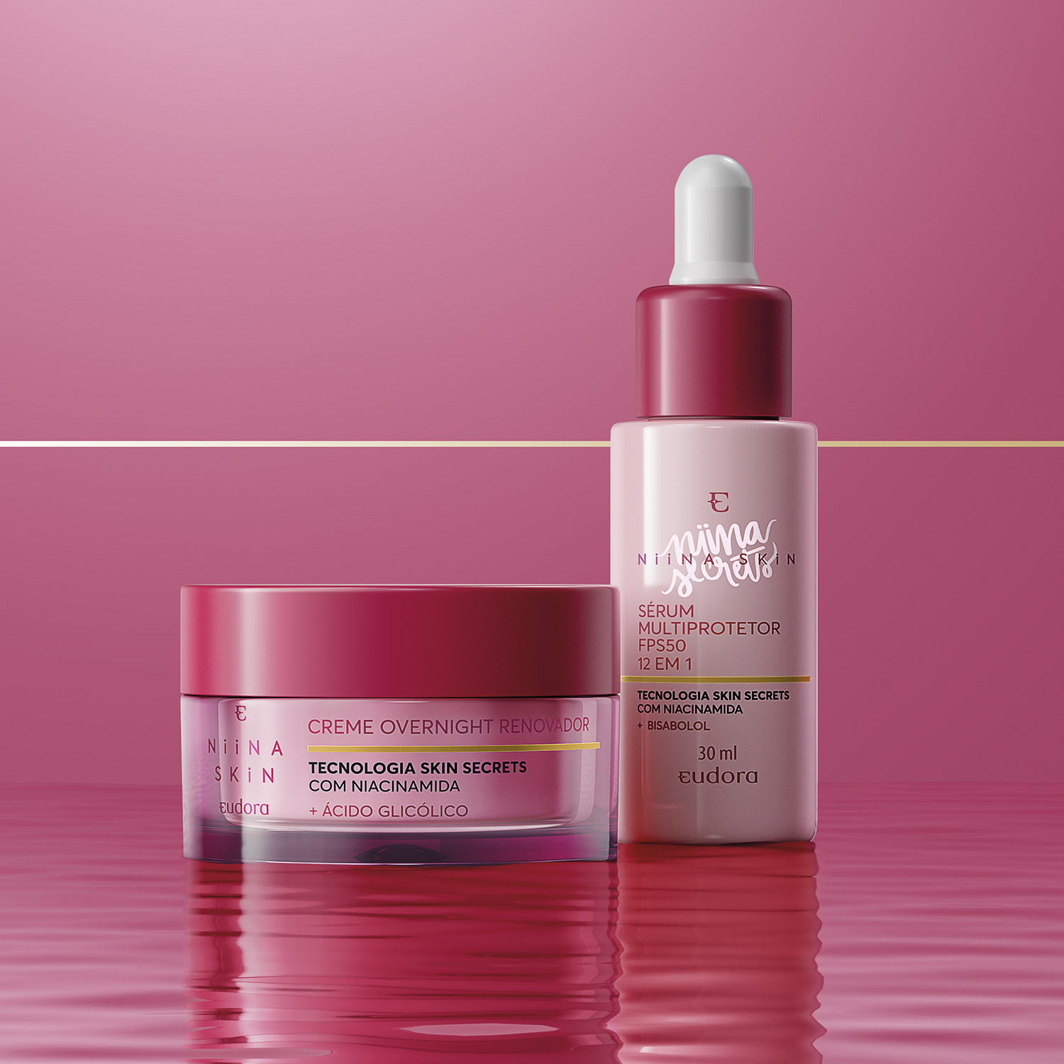 Combo Niina Skin: Sérum Facial 30ml + Creme Overnight 45g