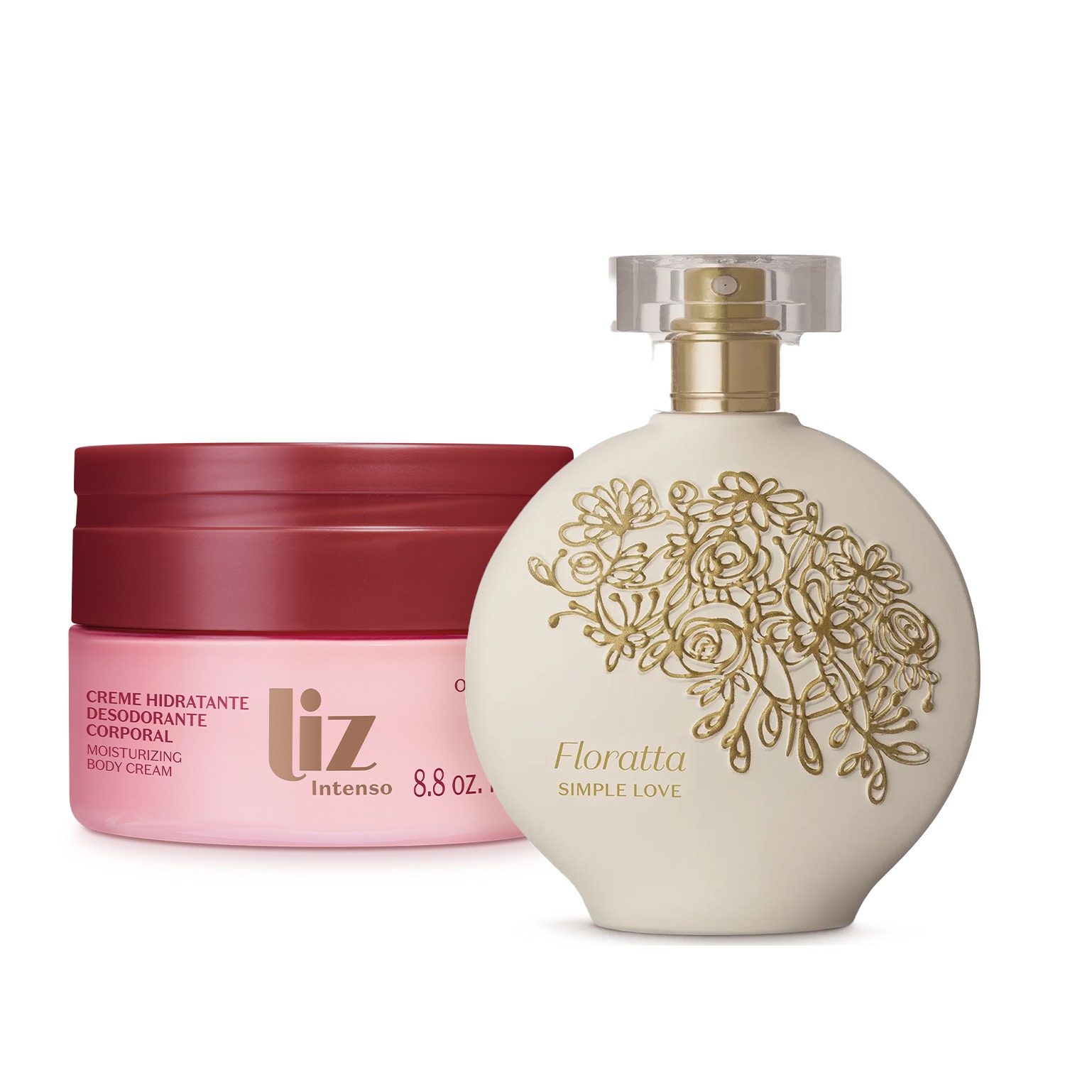 Combo Desodorante Colônia Floratta Simple Love 75ml + Creme Hidratante Desodorante Corporal Liz 250g