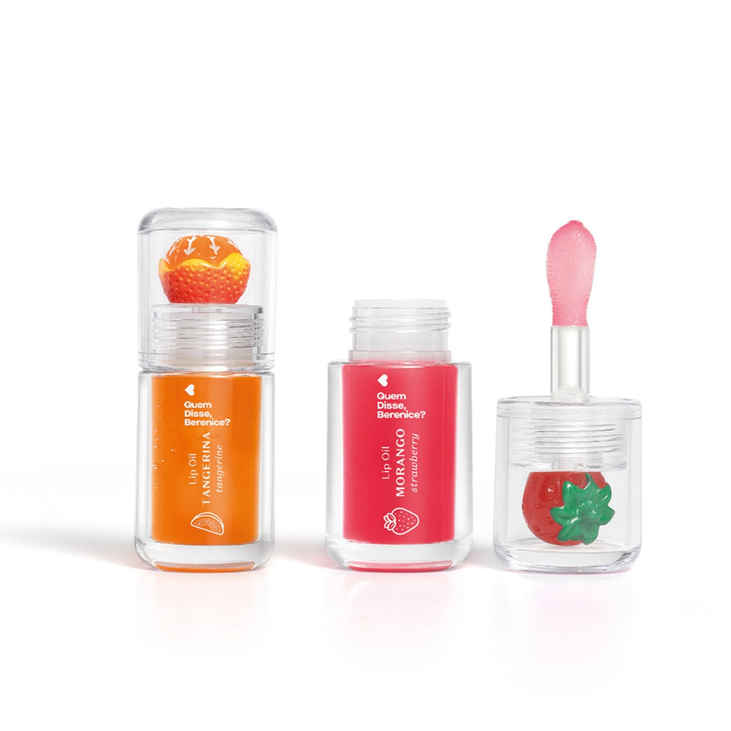 Combo Lip Oil Quem Disse Berenice? Cuide-se Bem: Vermelho Morango 3,5ml + Coral Tangerina 3,5ml