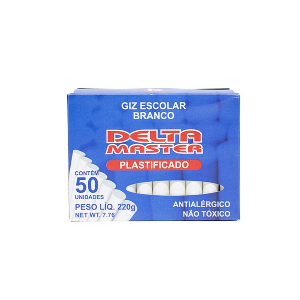 Giz Comum Branco Delta - Caixa com 50 Palitos - 3051