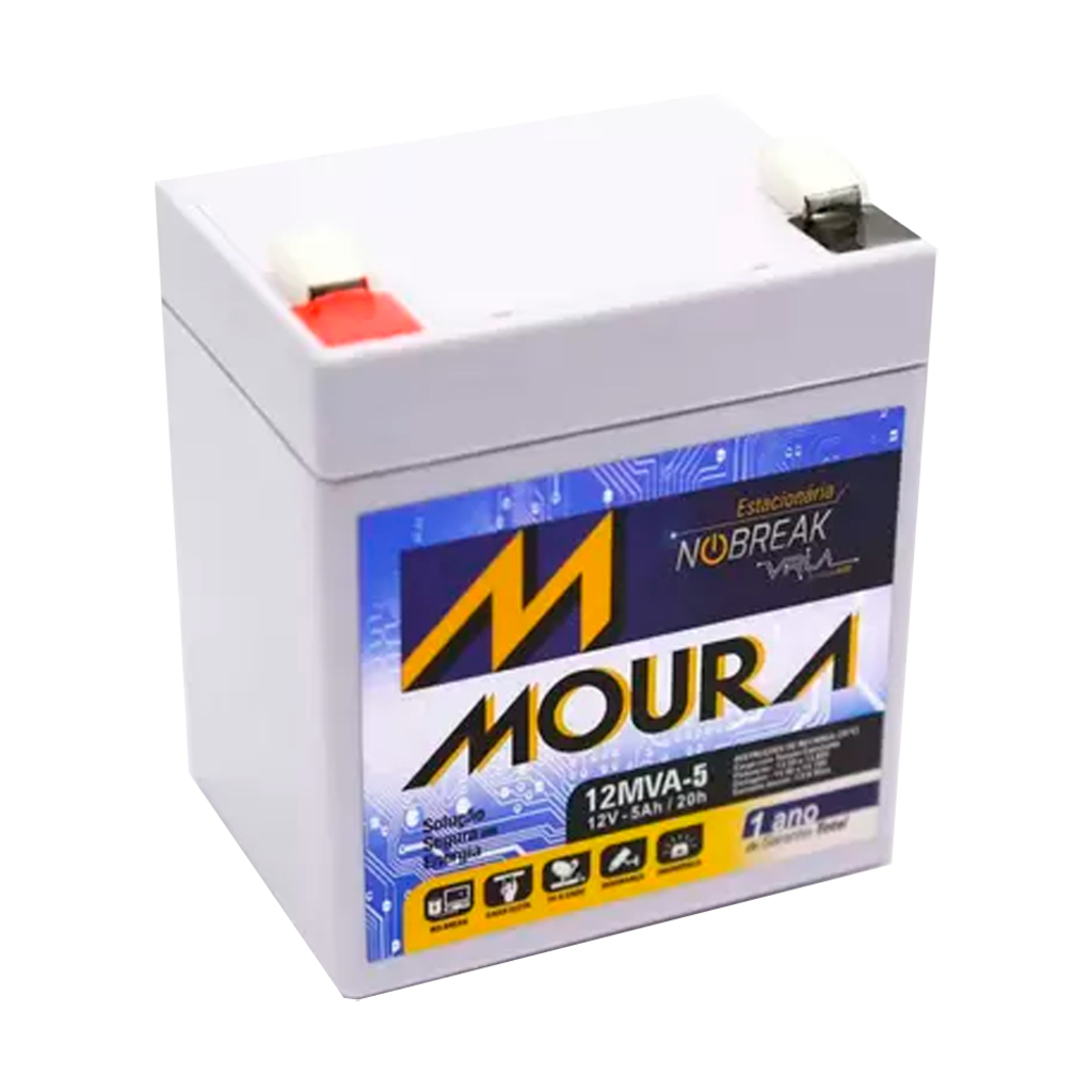 Bateria Selada para Alarmes e No-Breaks 5,0 Ah 12 Volts Moura - 12MVA-5