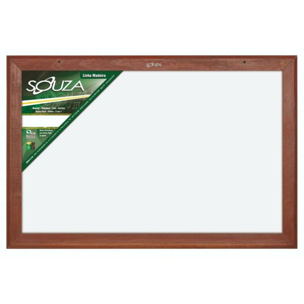 Quadro Branco Standard 120x90 Cm com Moldura de Madeira Mogno Souza - 2012