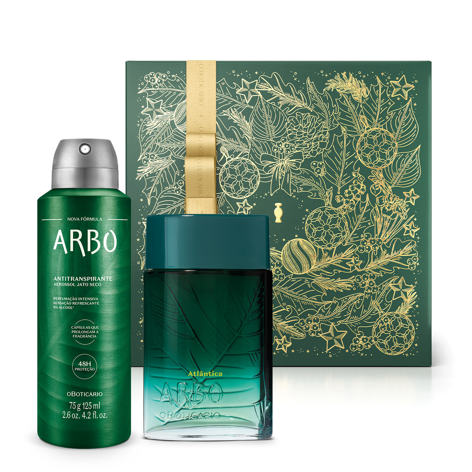 Combo Presente Arbo: Atlântica Desodorante Colônia 100ml + Desodorante Antitranspirante Aerossol 75ml/125g + Caixa Presenteável