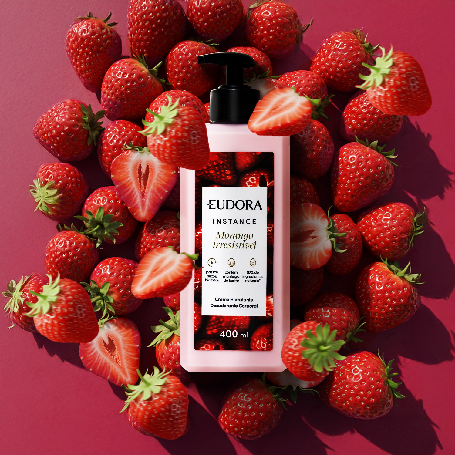 Creme Hidratante Desodorante Corporal Instance Morango Irresistível 400ml