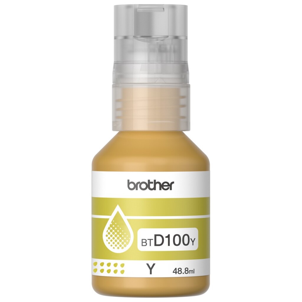 Tinta para Cartucho Brother Amarelo Original - BTD100Y -  5.000 páginas para DCP-T230, DCP-T430W, DCP-T436W, DCP-T530DW, DCP-T730DW e DCP-T830DW