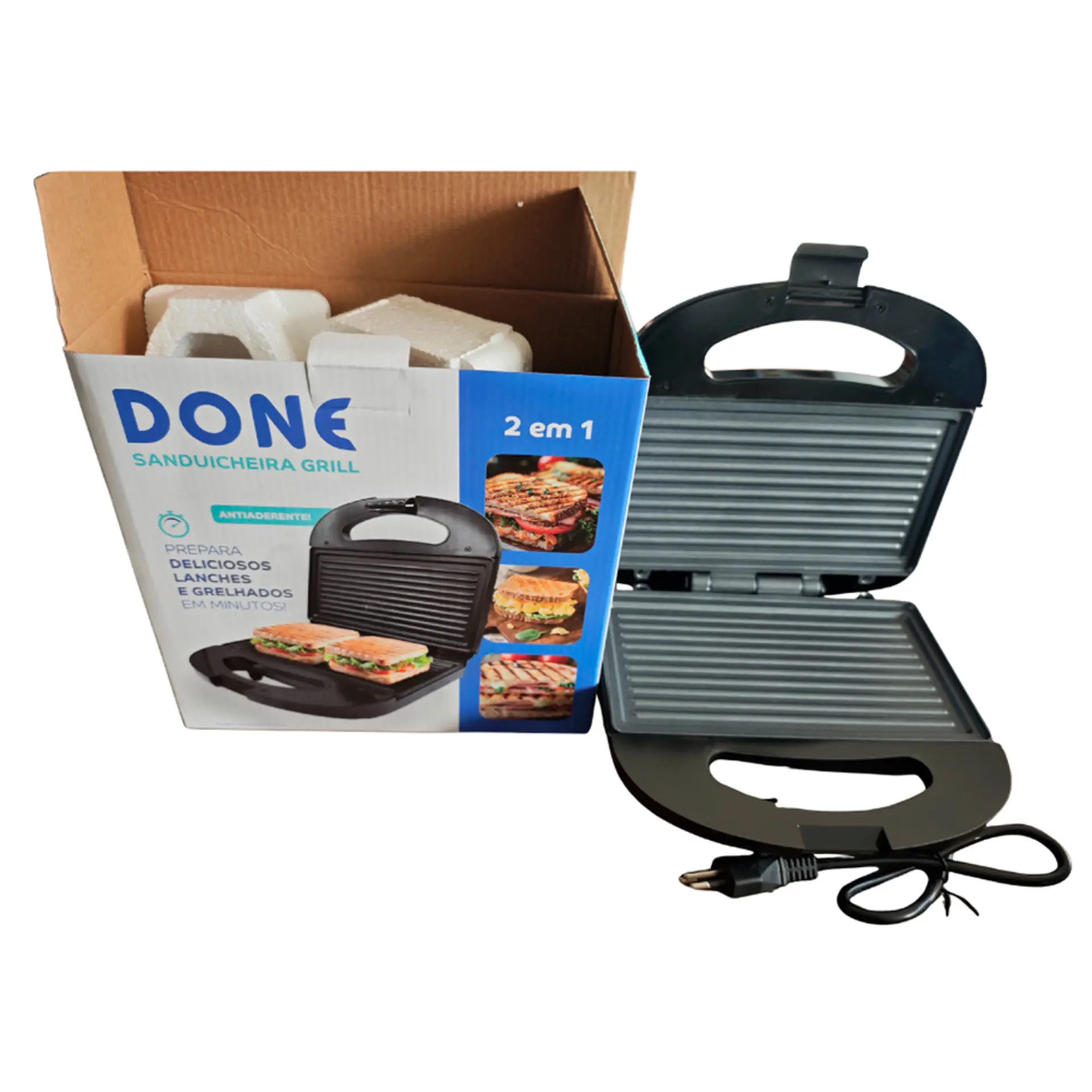 Grill Sanduicheira Done AF-605 Aço Inox 750W - Preto - 220 Volts