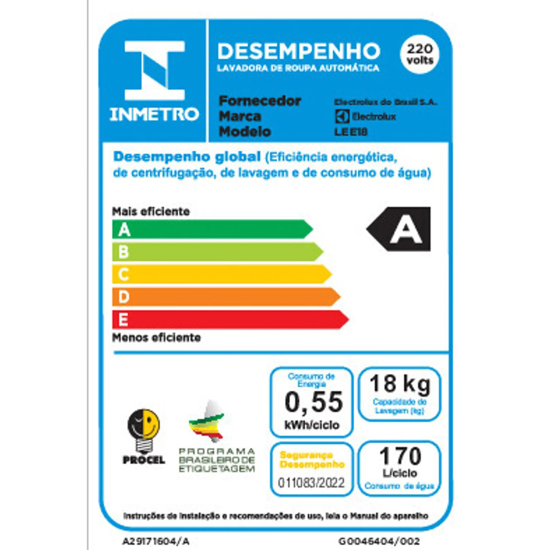 Máquina de Lavar Electrolux 18kg Automática Cesto Inox LEE18 - Branco - 220 Volts