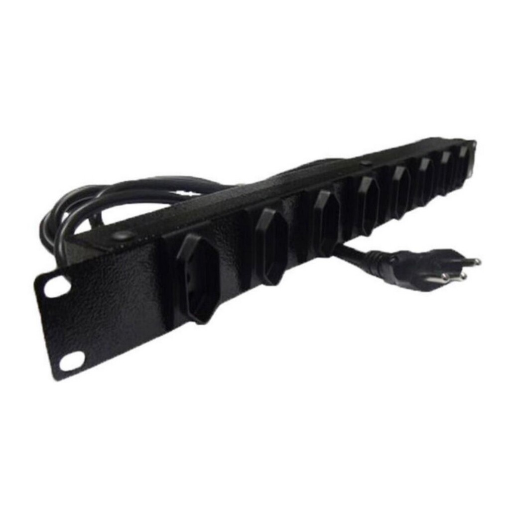 Régua para Rack 19'' com 8 Tomadas 10A  2P+T com Cabo de 1,5 Metros 19 Polegadas Preto Fibra Metal - CE810PT