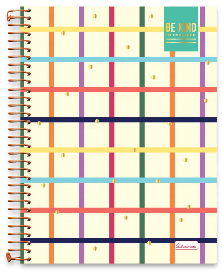 Caderno Universitário Cadersil BE KIND 10 matérias Capa Dura 160 Folhas Sortido