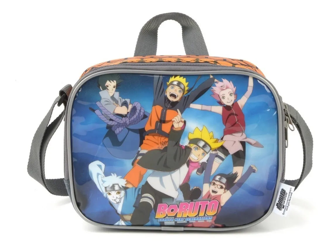 Lancheira Luxcel Boruto Produzida em Poliéster Pequeno Laranja