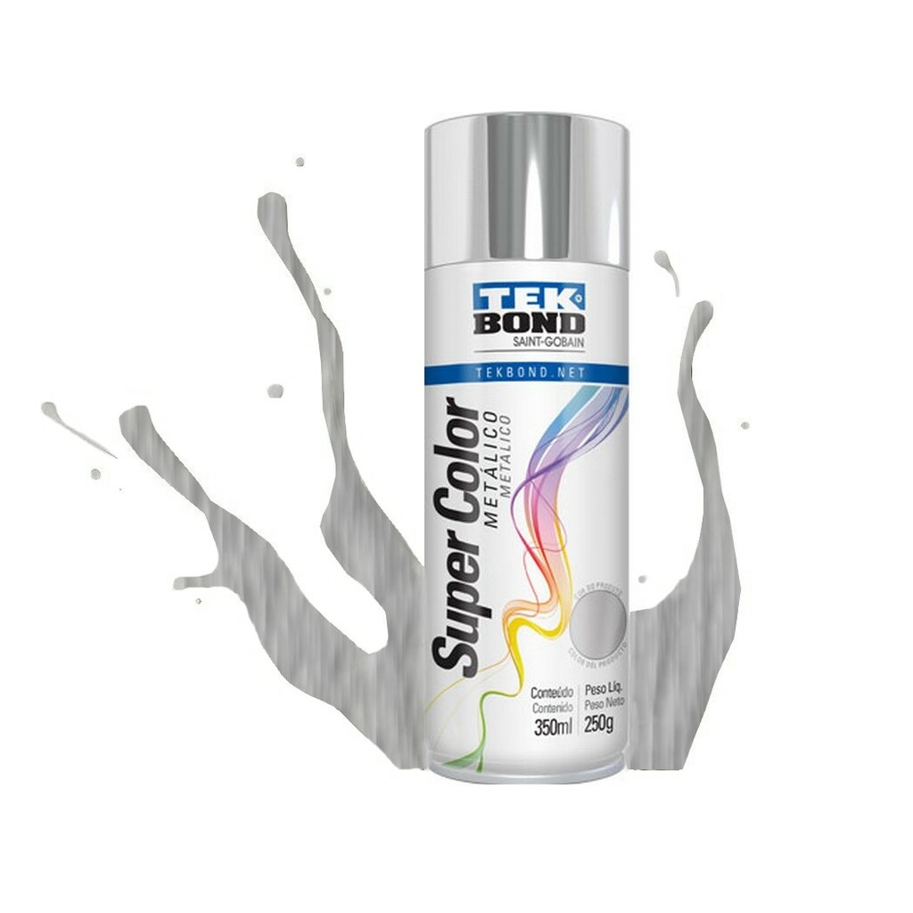 Tinta Spray Super Color Cromado Metálico 350ml/250g - Tekbond - 69957327167