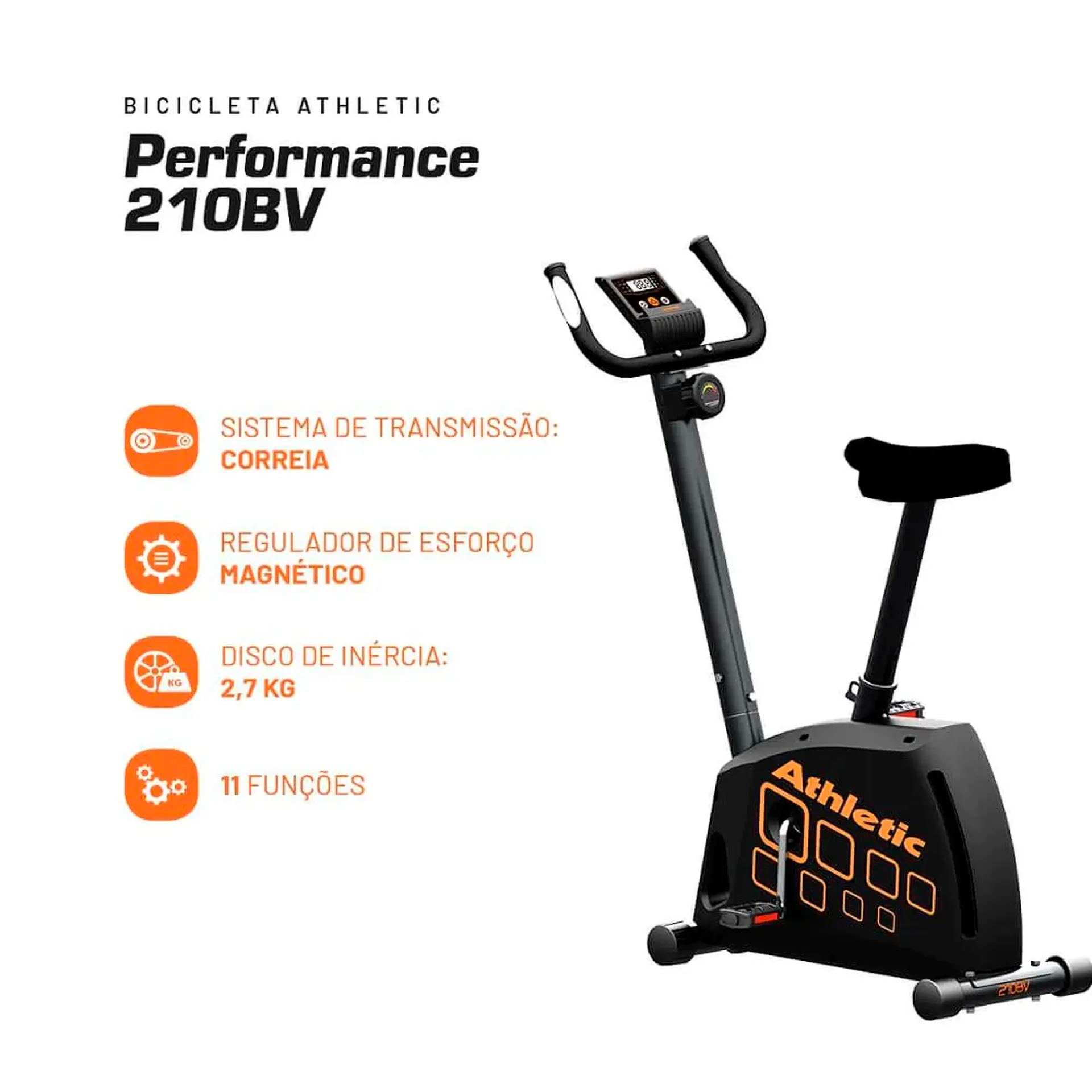 Bicicleta Ergométrica 11 Funções Athletic Performance 210BV - Chumbo