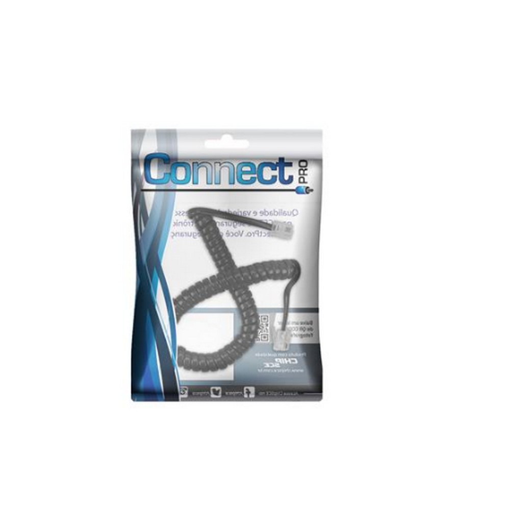 Cabo para Telefone Espiral Preto RJ11 1m Connect Pro 0180301