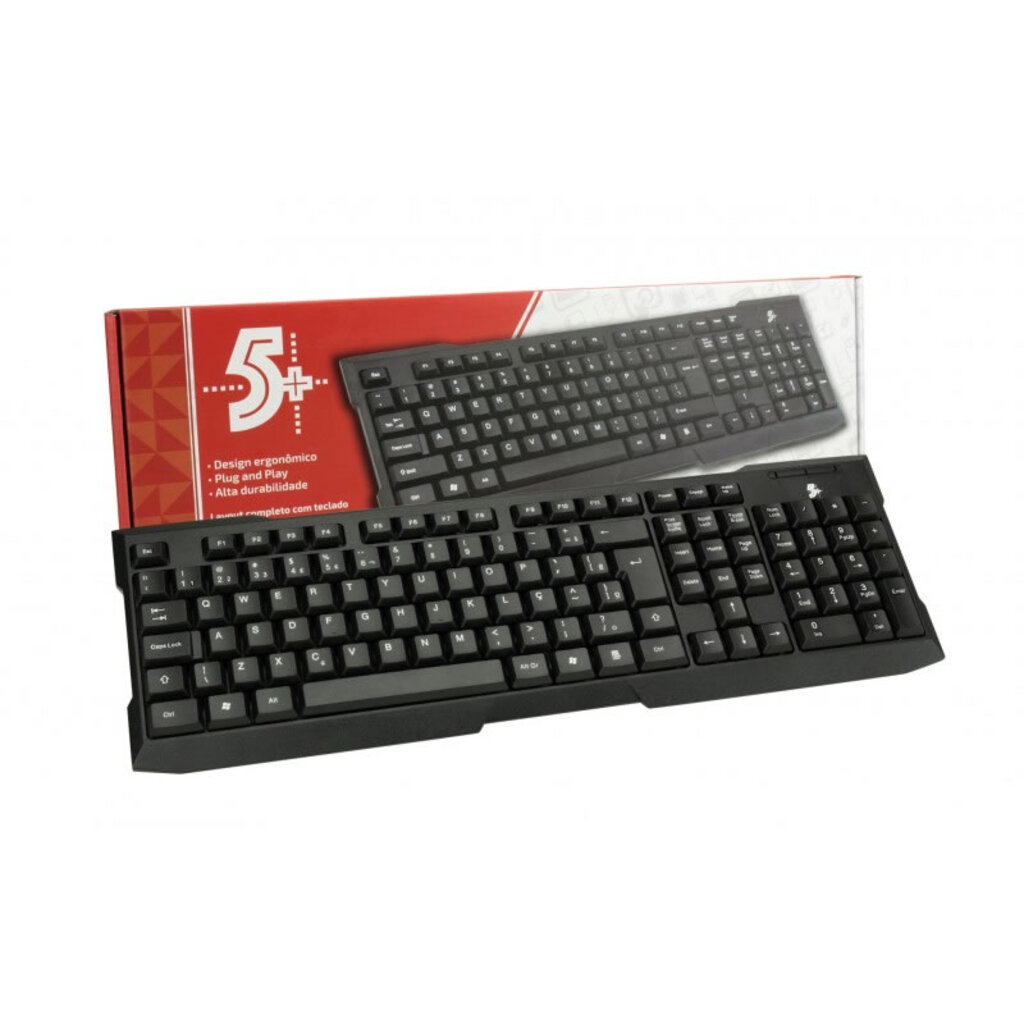 Teclado USB 5+ Preto - 015-0041