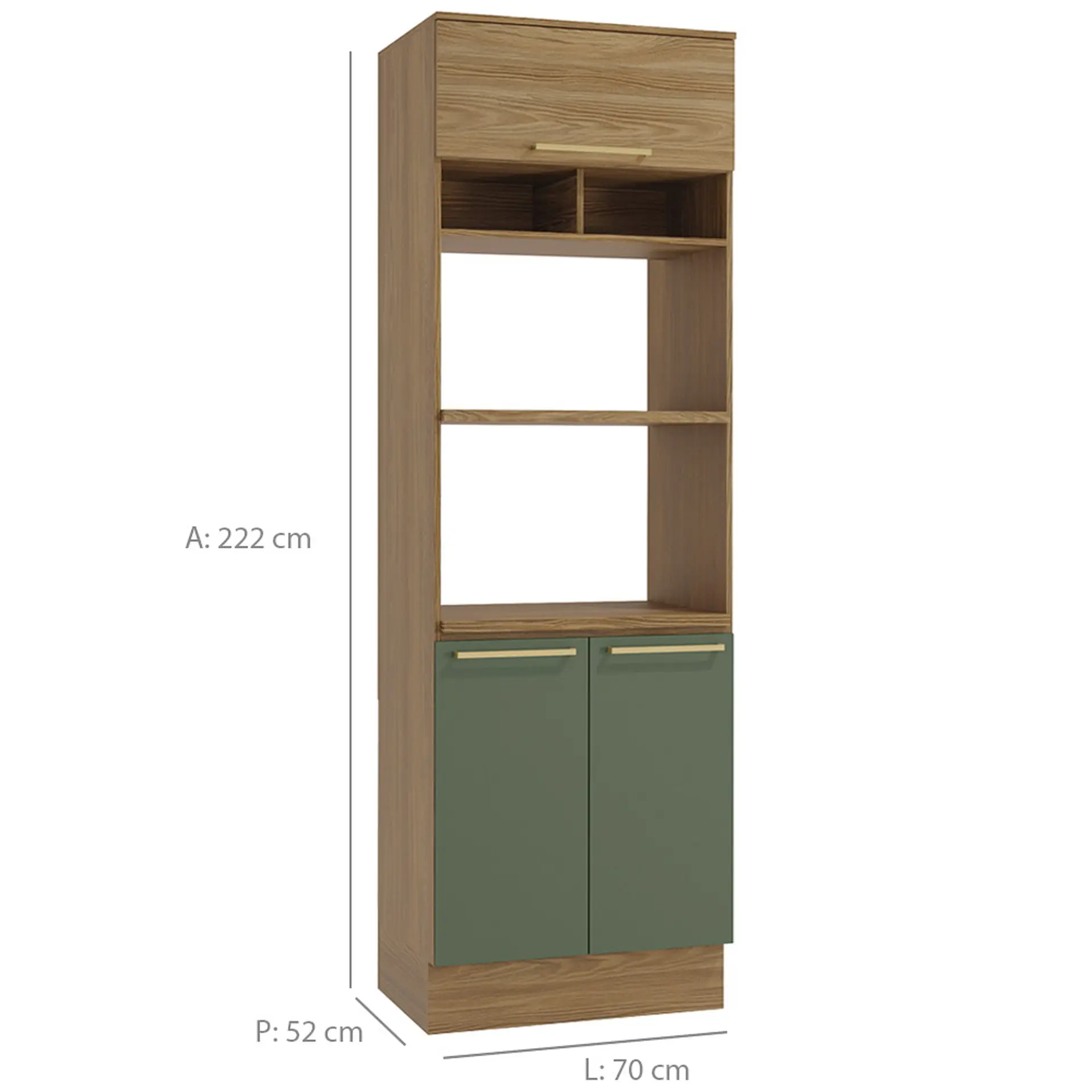 Cozinha Completa Modulada 4 Peças 10 Portas 3 Gavetas MDP Botanic Kappesberg - Nog. Fosco/Verde Oliva