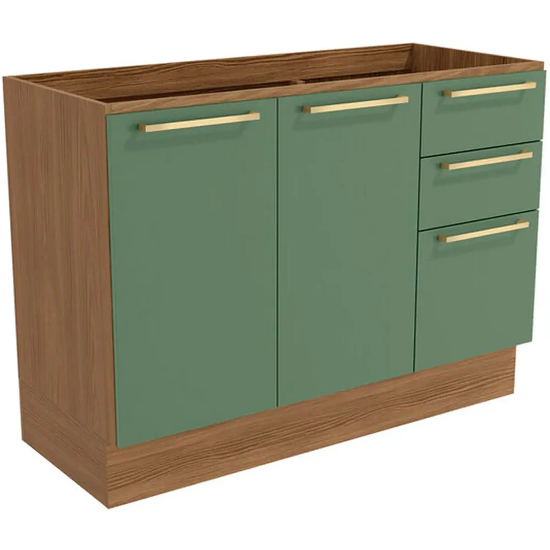 Cozinha Completa Modulada 4 Peças 10 Portas 3 Gavetas MDP Botanic Kappesberg - Nog. Fosco/Verde Oliva