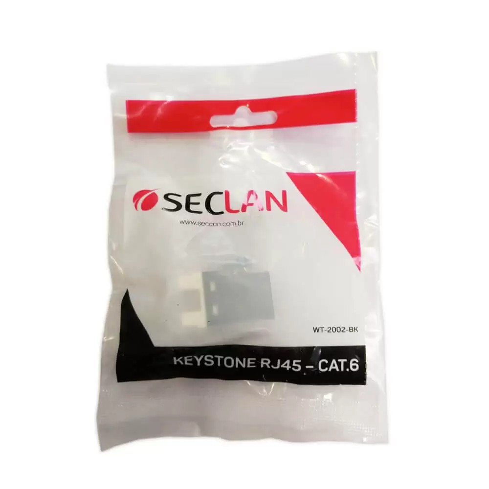 Conector Keystone Seccon SecLan RJ45 Fêmea Cat.6 Preto WT2002BK