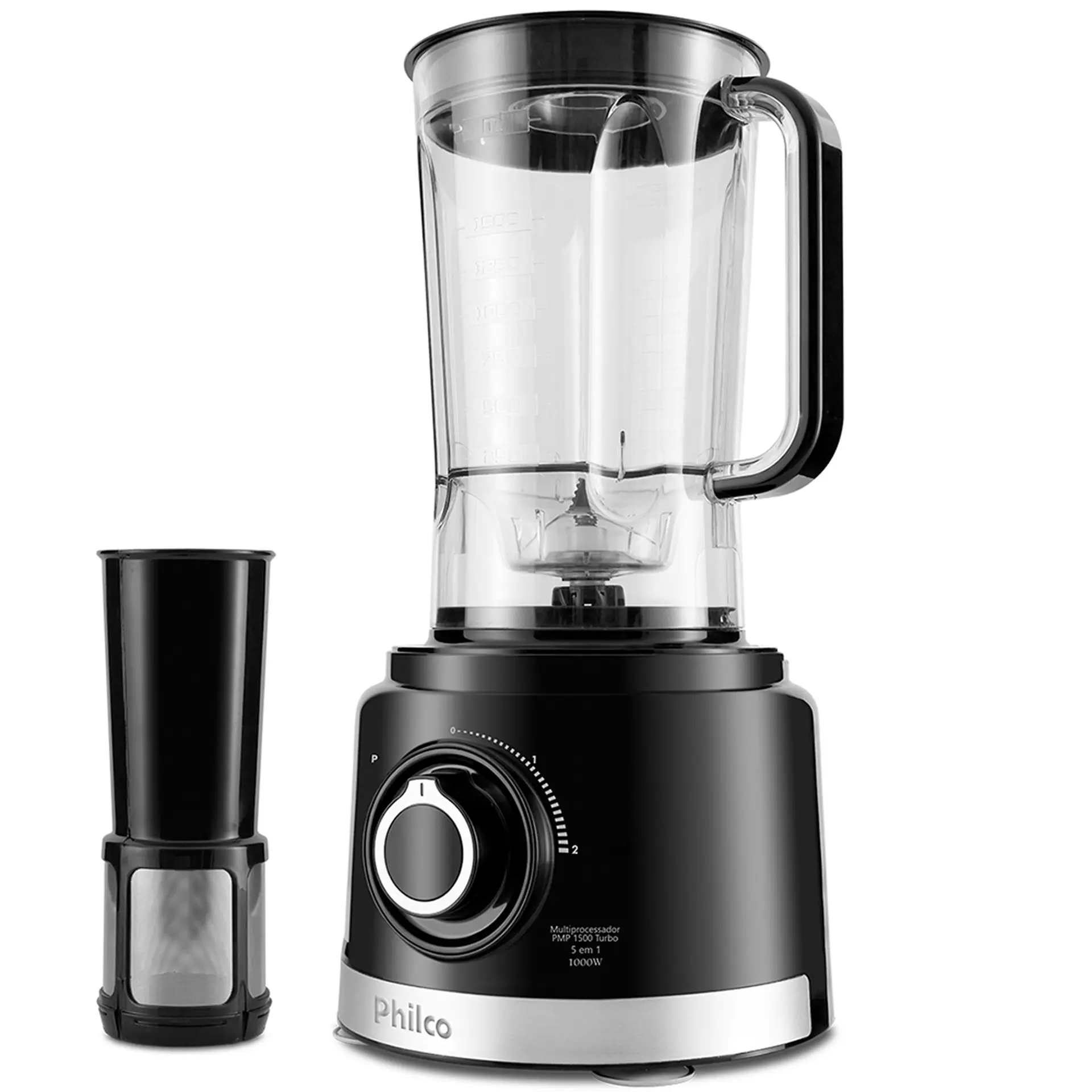 Multiprocessador Philco 5 em 1 Turbo PMP1500P 2 Velocidades 1000W - Preto - 220 Volts