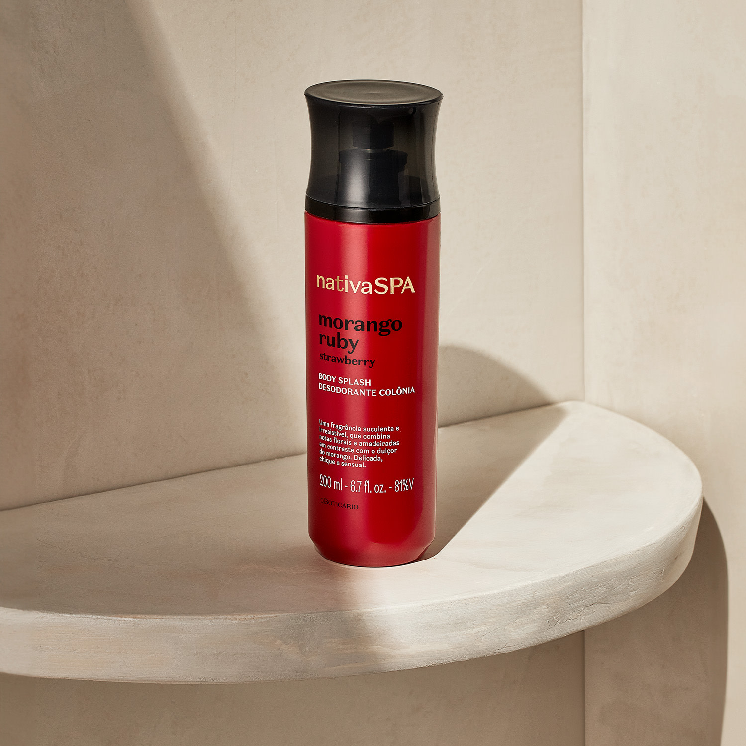 Body Splash Desodorante Colônia Nativa SPA Morango Ruby 200ml