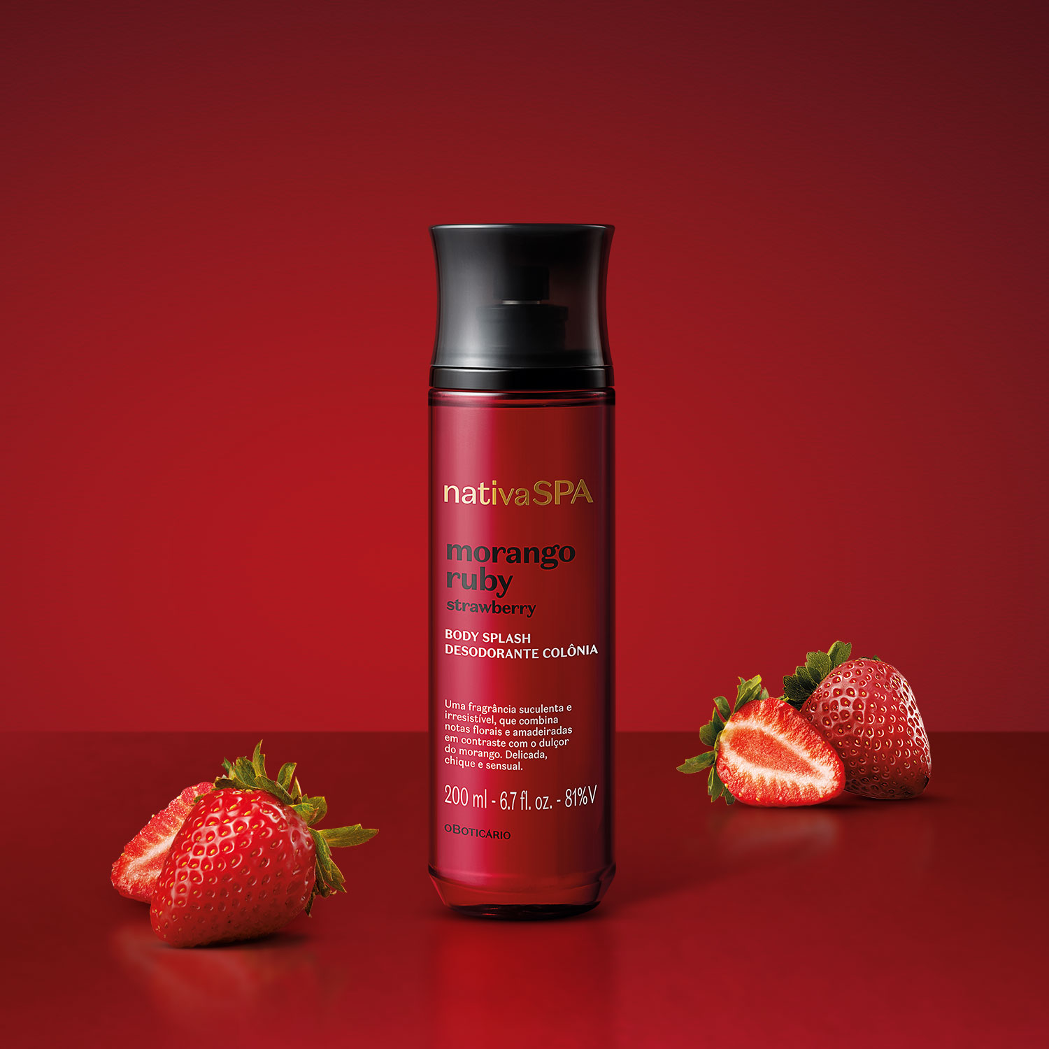 Body Splash Desodorante Colônia Nativa SPA Morango Ruby 200ml