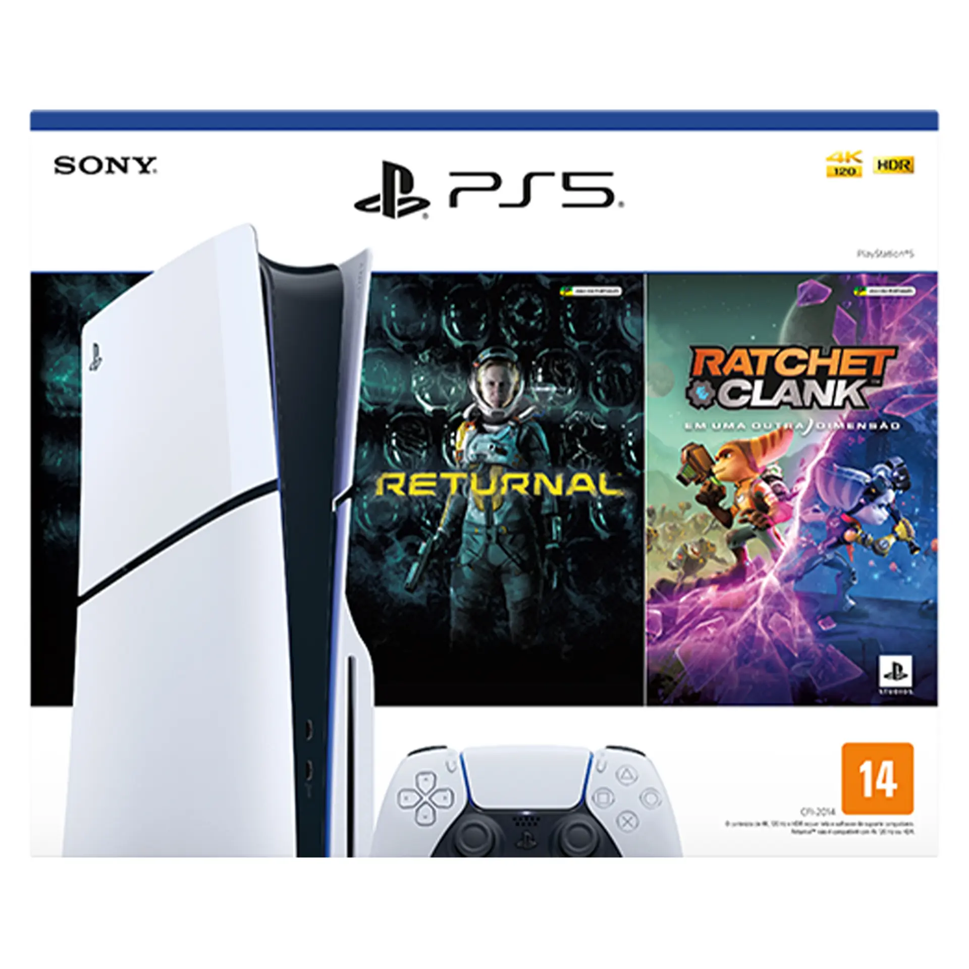Console PlayStation 5 Slim Disc + 2 Jogos 1TB 1 Controle - Branco/Preto - Bivolt