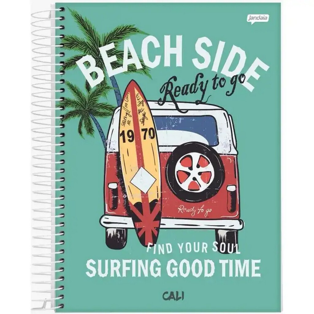 Caderno Universitário Capa Dura Espiral 10 Matérias 200 Fls 200x275 Cali e Malibu - Unitário - Jandaia - 74716-77B