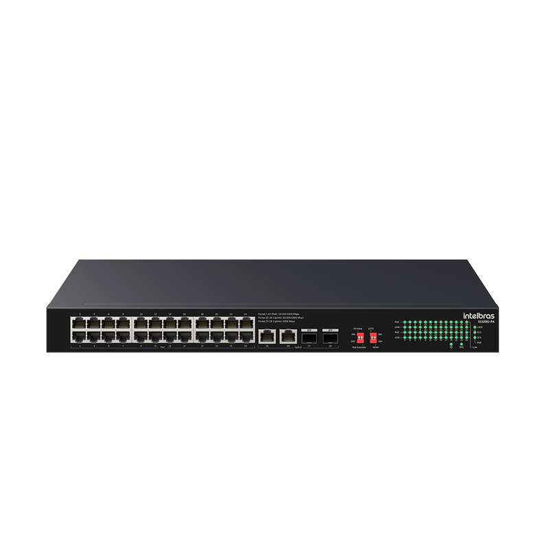 Switch PoE 24 Portas Giga + 4 Portas Uplink S1128G PA Intelbras