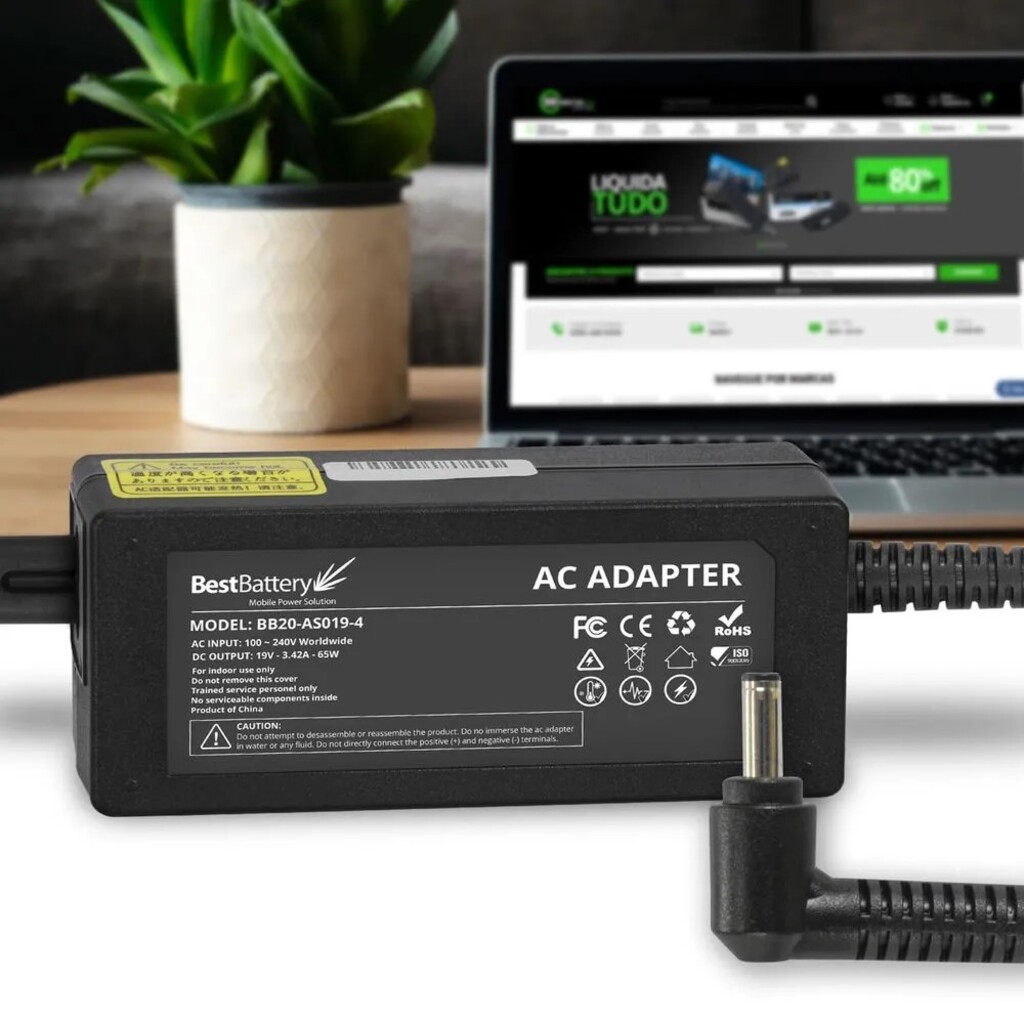 Fonte para Notebook Asus EEE 65W 19V 3,42A Bivolt 4,0X1,35mm BestBattery - BB20-AS019-4